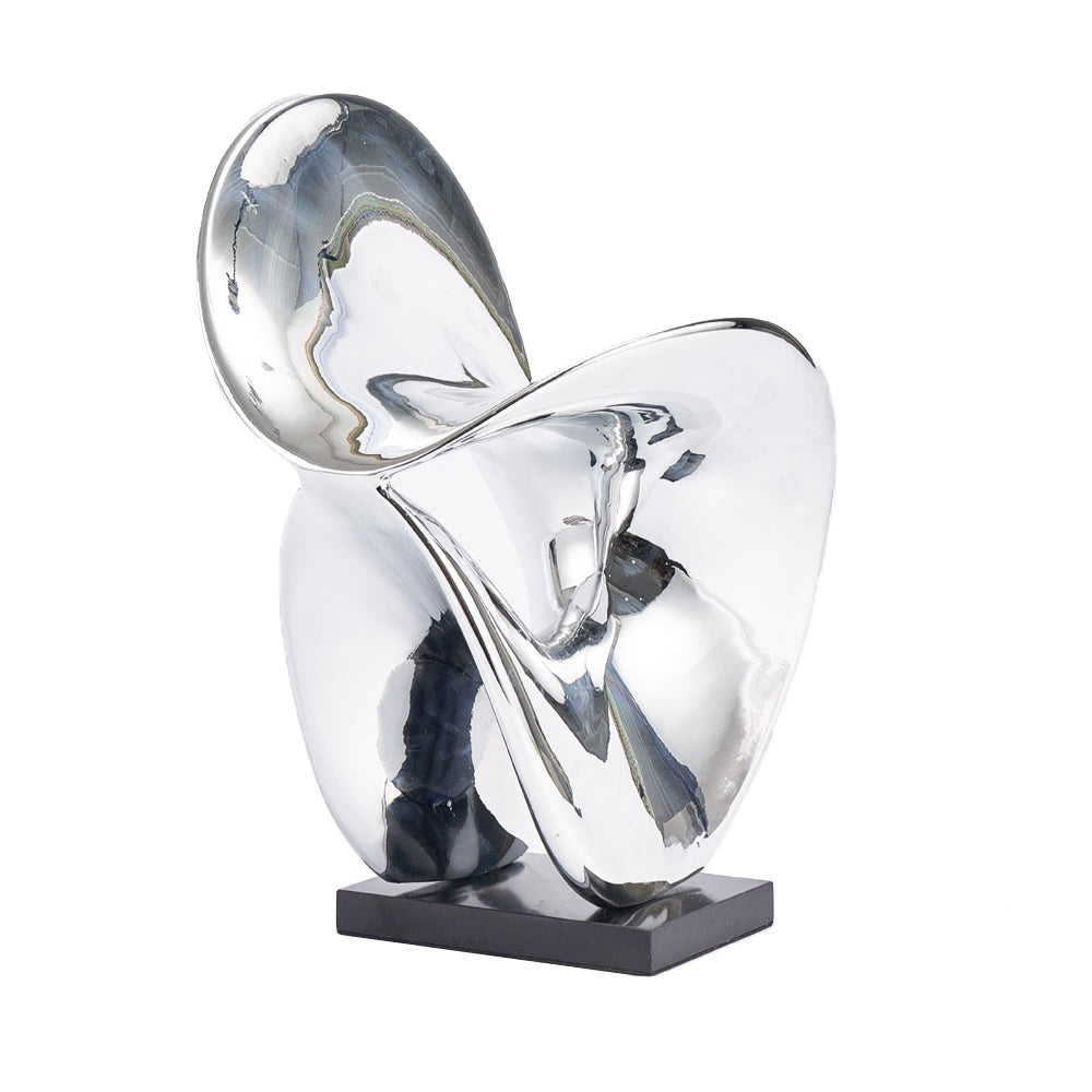 Chrome Colored Resin Abstract Sculpture with Marble Base - Large CZ0050L