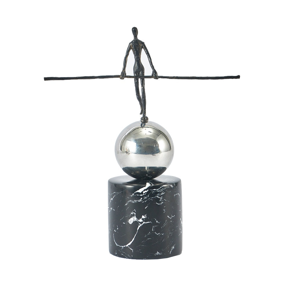 Metal Figurative Sculpture with Marble Base CZ0078