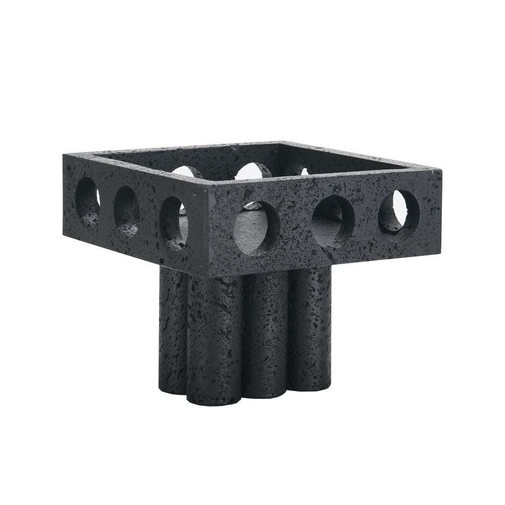 Black Lava Stone Square Pedestal Bowl CZ3003