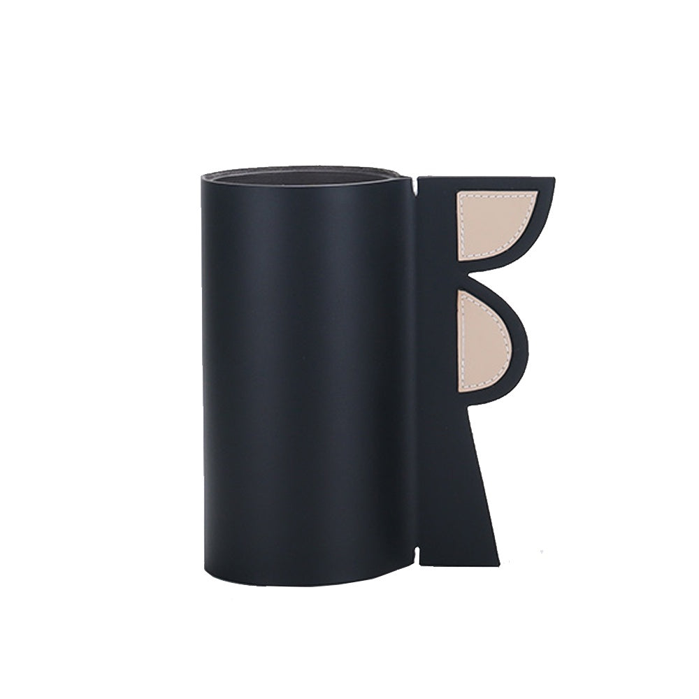Black PU Leather & Glass  Vase - Small CZ3006BS