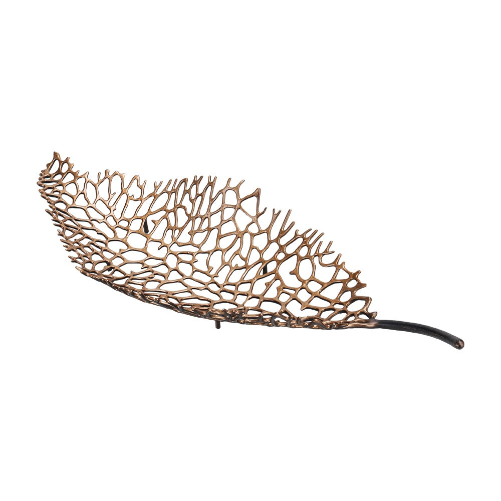 Antique Bronze Metal Leaf Decorative Tray CZ3009A