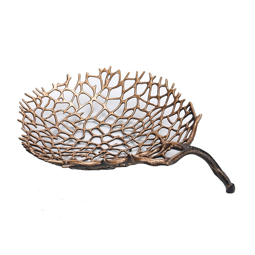 Antique Bronze Metal Leaf Decorative Tray CZ3010A