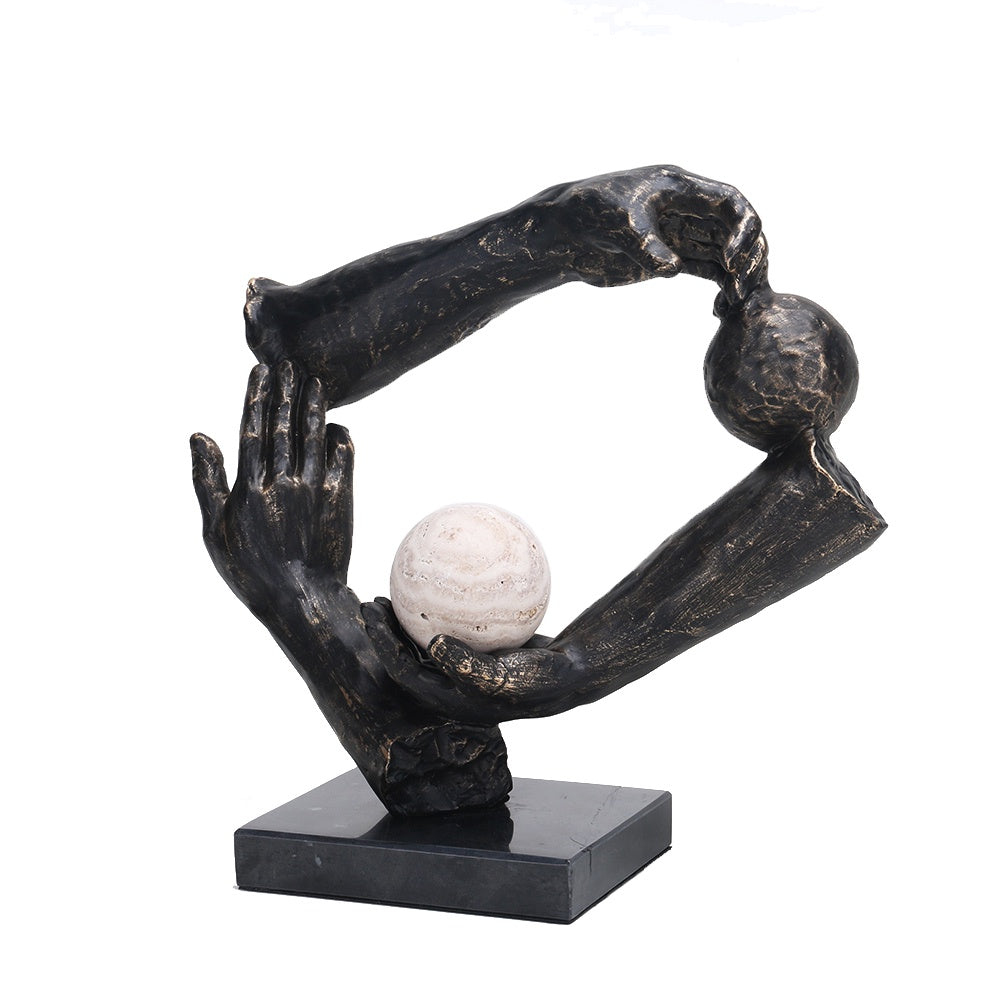 Dark Bronze Resin & Marble Figurative Sculpture CZ3118A