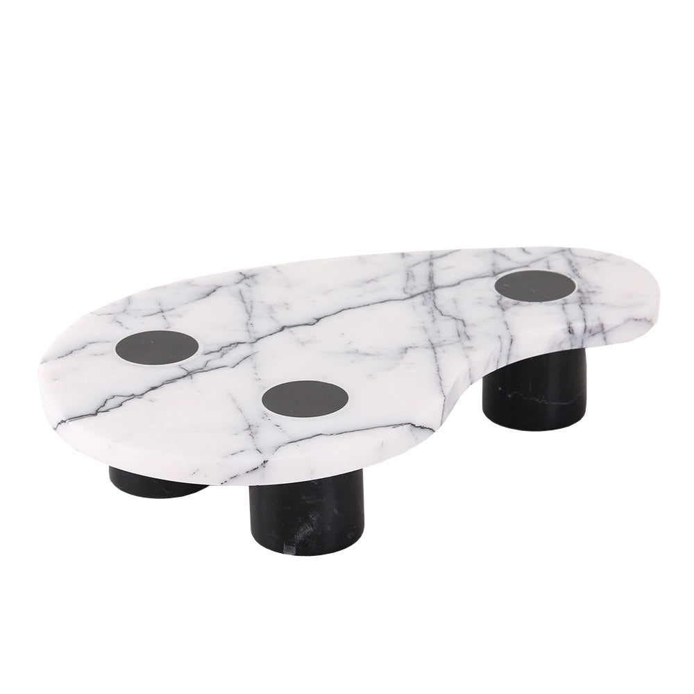 White & Black Marble Footed Tray CZ4002L
