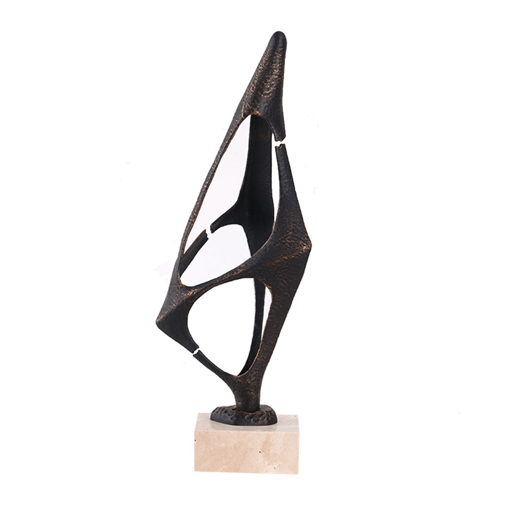 Dark Bronze Metal Abstract Sculpture with Marble Base CZ4031A
