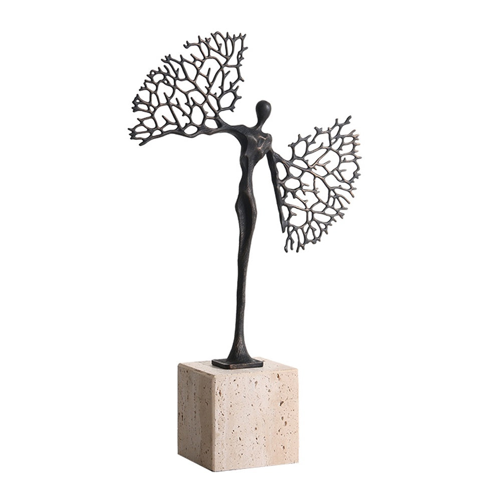 Dark Bronze Metal Figurative Sculpture with Marble Base CZ4036