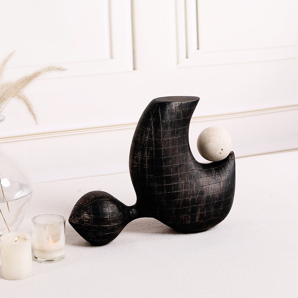 Dark Bronze Resin Abstract Sculpture with Marble Detail CZ4041