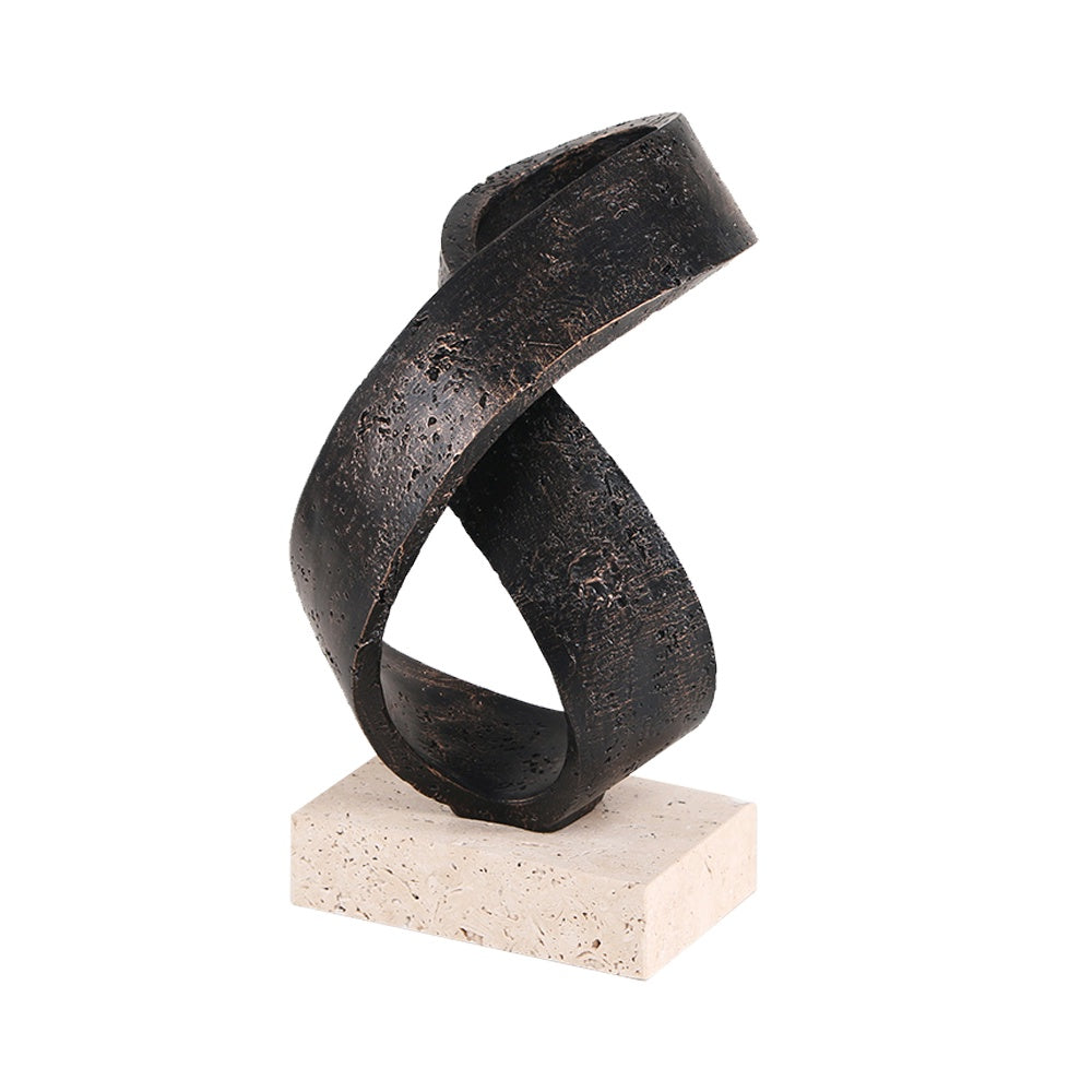 Dark Bronze Resin Abstract Sculpture with Marble Base CZ4058