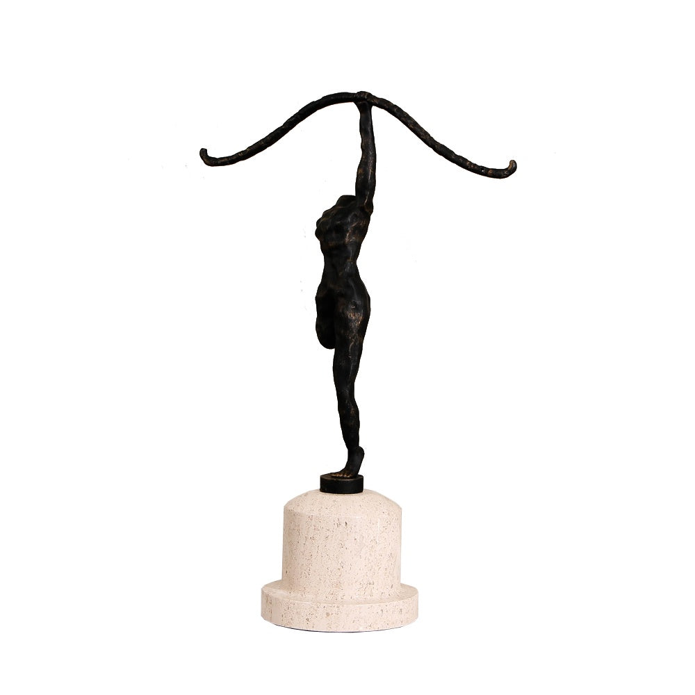 Dark Bronze Metal Figurative Sculpture with Marble Base CZ4087A