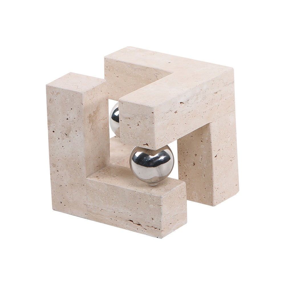 Beige Marble & Metal Sculpture CZ4119A