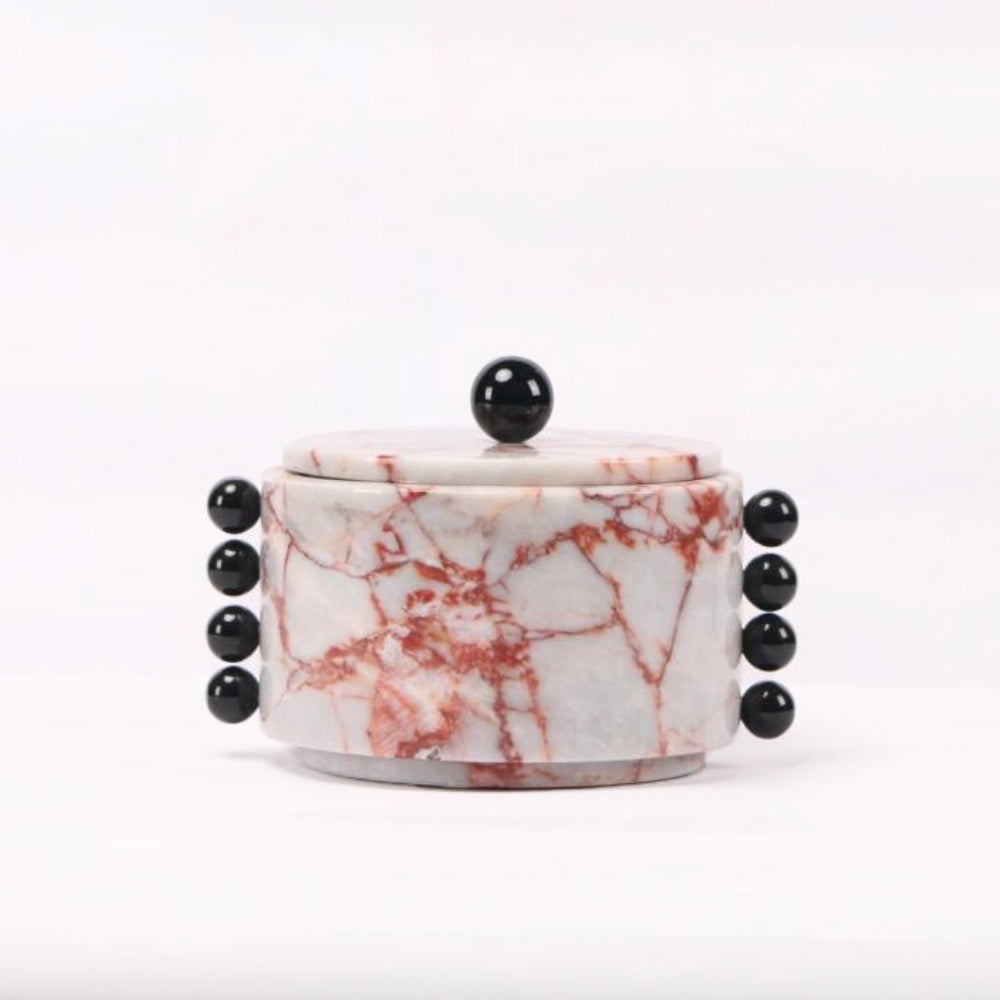 Red Marble Decorative Jar with Black Circle Detail CZB-1030