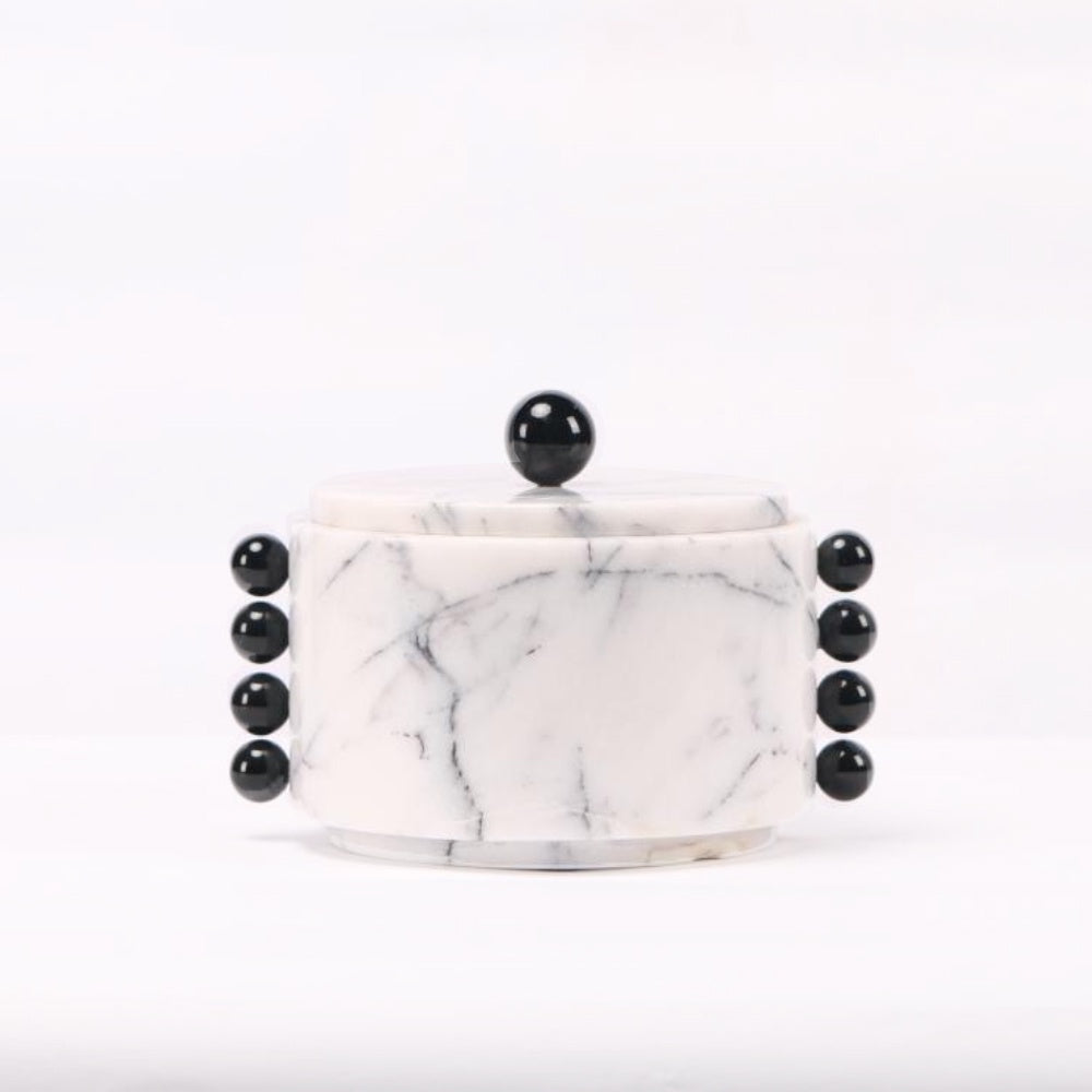 Lilac Marble Decorative Jar with Black Circle Detail CZB-1031