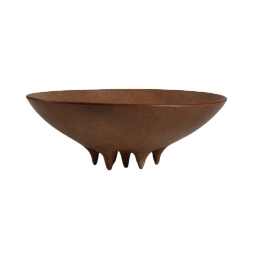 Brown Ceramic Footed Decorative Bowl CZCV-0007
