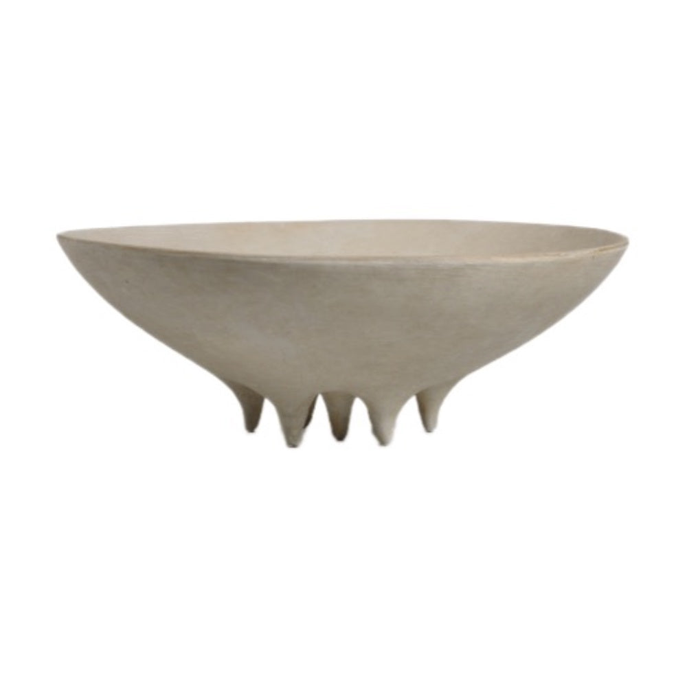 Ivory Ceramic Footed Decorative Bowl CZCV-0008