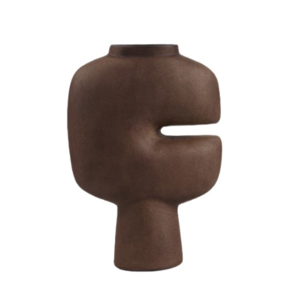 Brown Ceramic Sculptural Vase CZCV-0012
