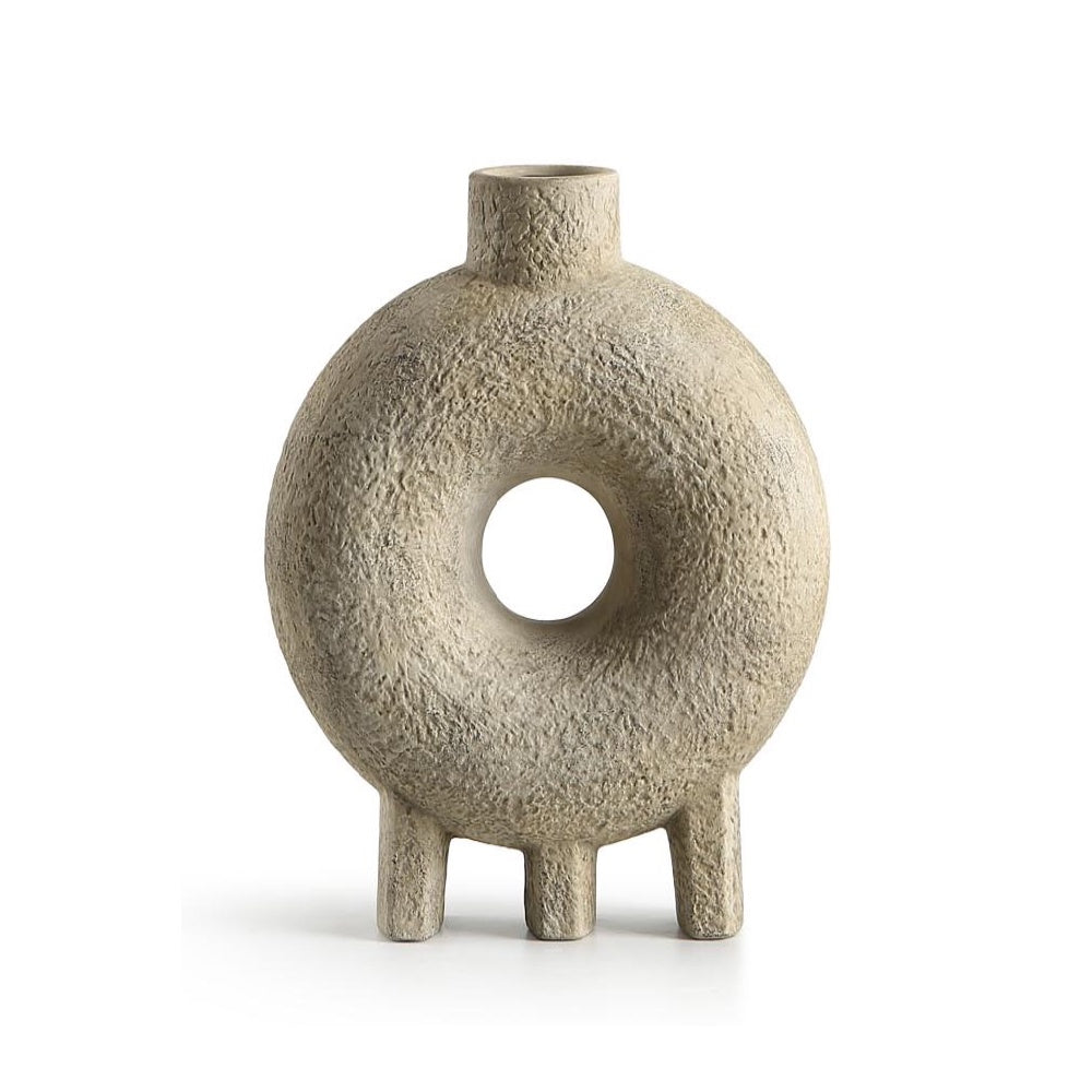 Beige Textured Ceramic Footed Vase CZCV-0033