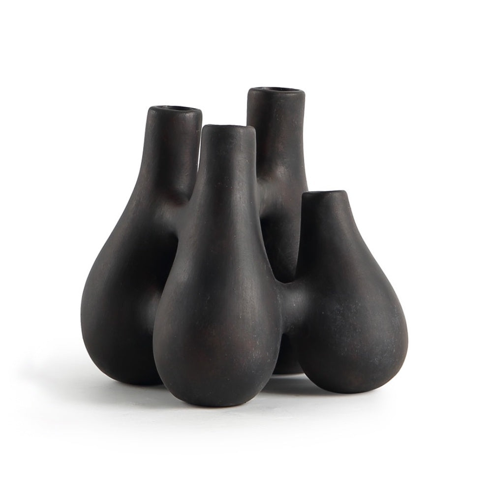 Black Ceramic Sculptural Bud Vase CZCV-0037