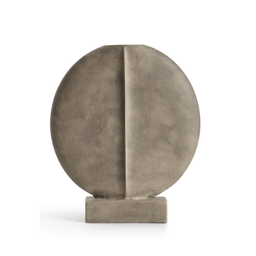 Grey Ceramic Round Vase with Crease Detail CZCV-0067