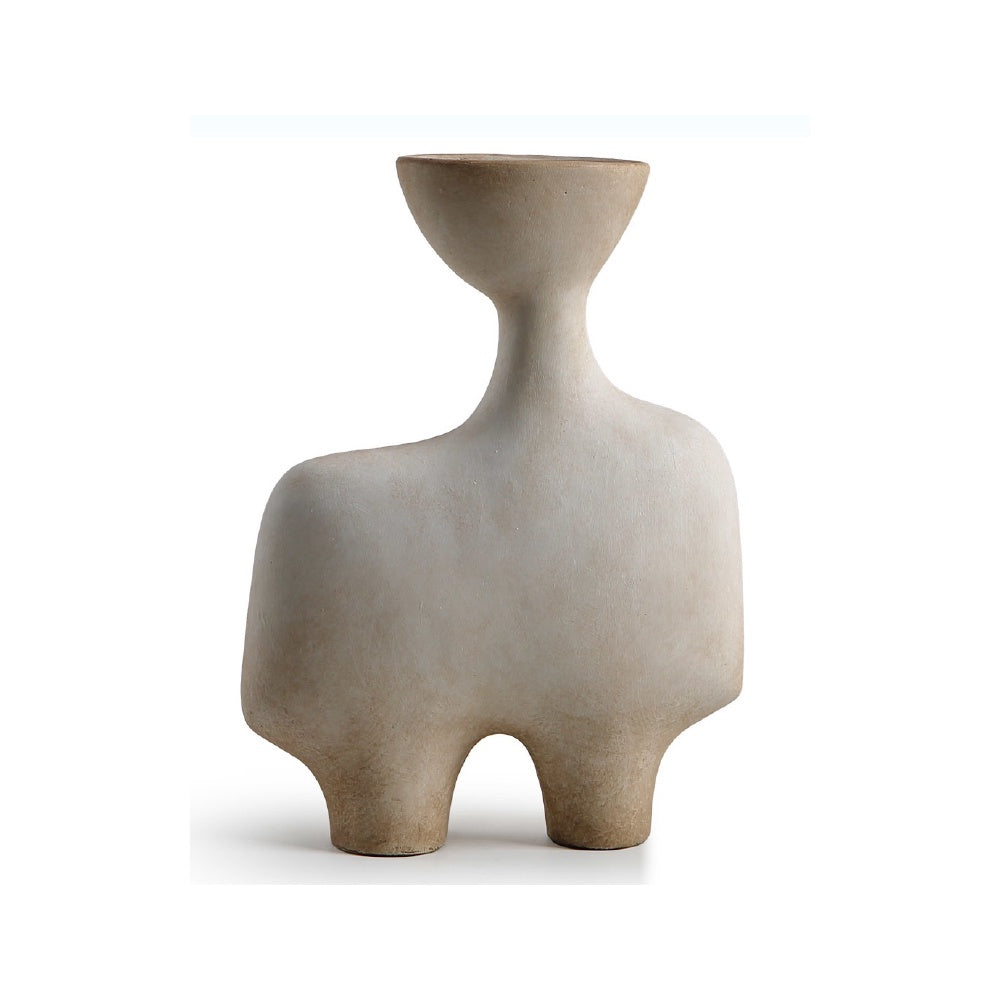 Ivory Sculptural Ceramic Vase with Antiqued Finish CZCV-0173