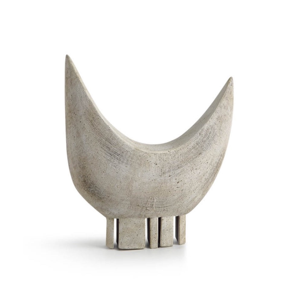 Curved Light Beige Antique Ceramic Décor CZCV-0177