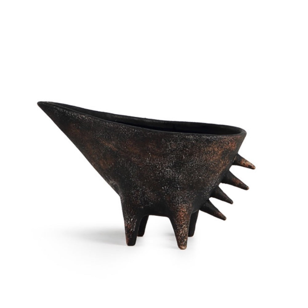 Black Antique Ceramic Vase with Spike Detail CZCV-0179