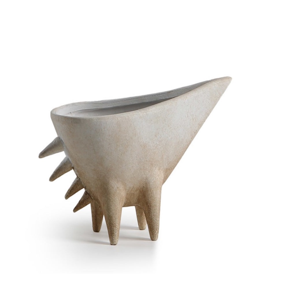 Ivory Antique Ceramic Vase with Spike Detail CZCV-0180