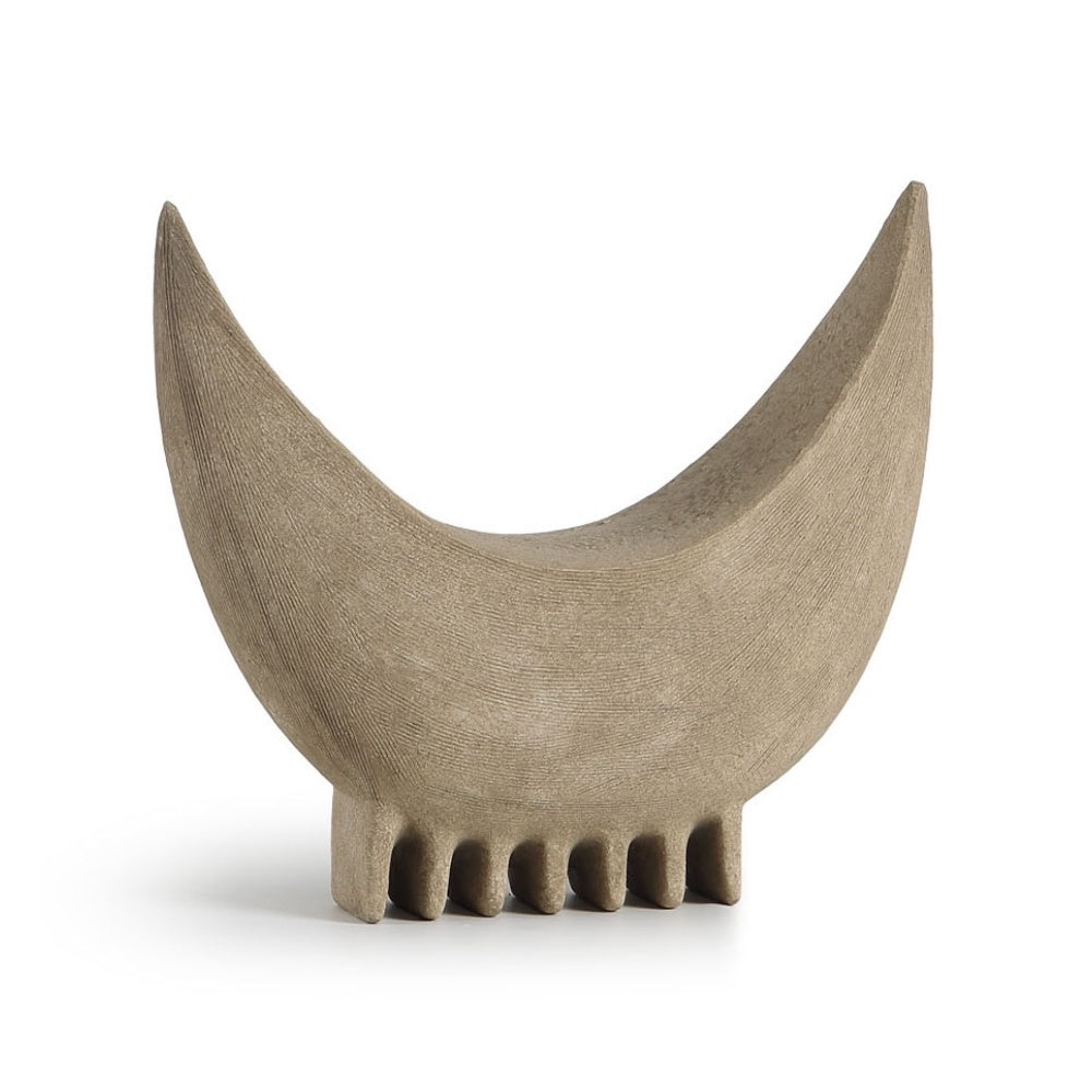 Curved Deep Beige Antique Ceramic Décor CZCV-0191