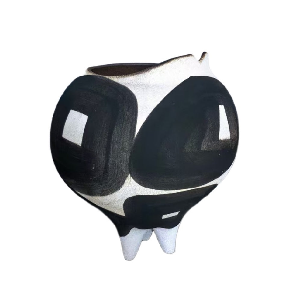 Black & White Ceramic Footed Vase - Large CZCV-0399
