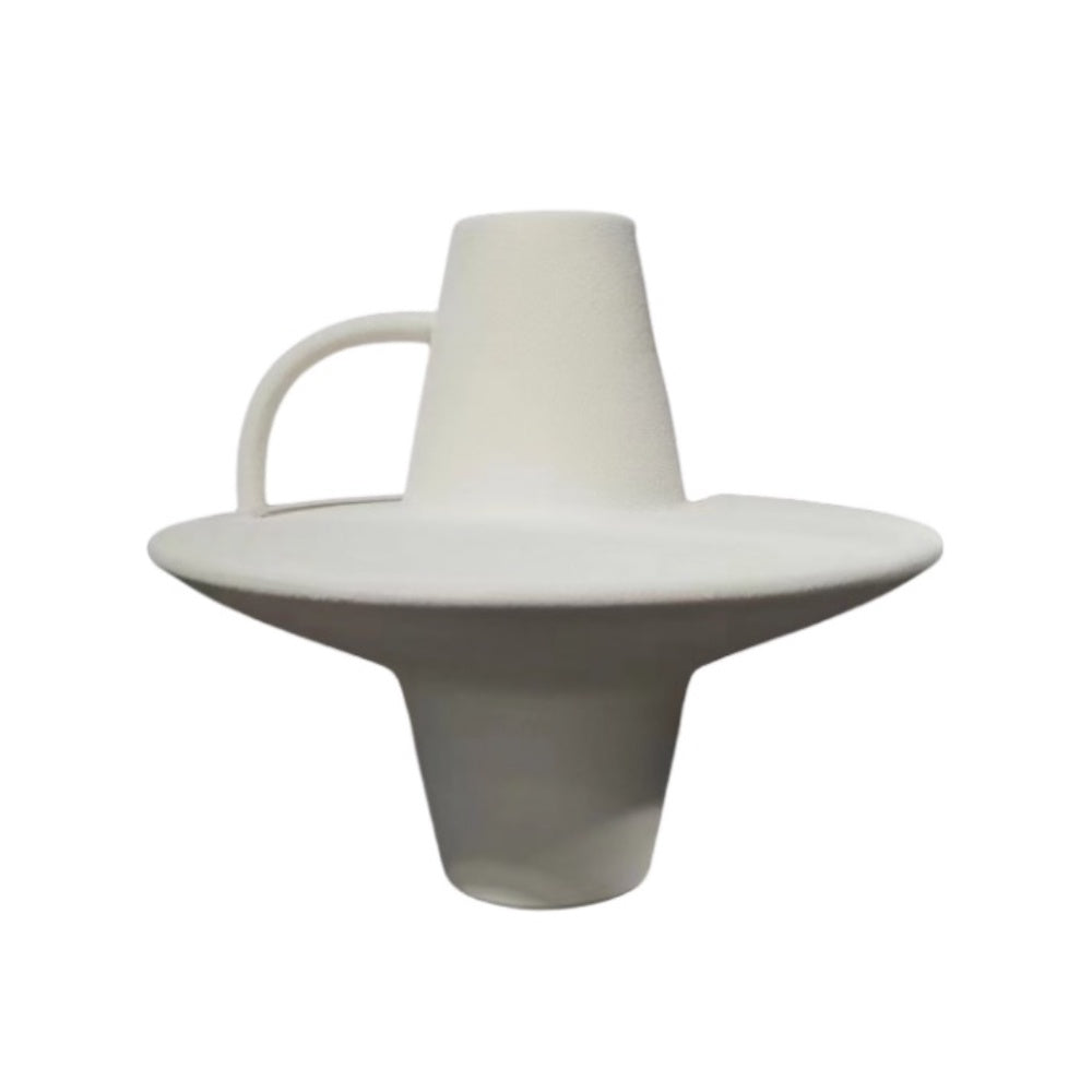 White Ceramic Vase with Handle Detail CZCV-0452