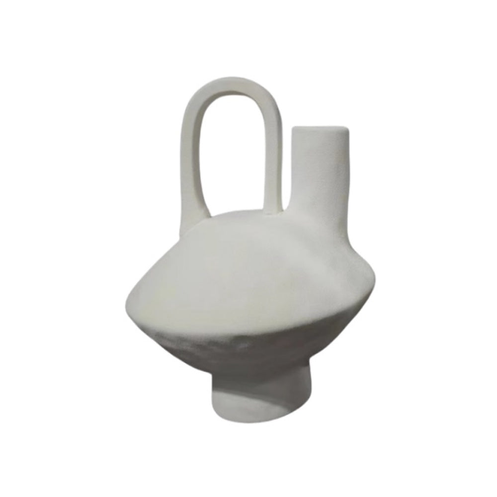 White Ceramic Vase with Handle Detail - Small CZCV-0454