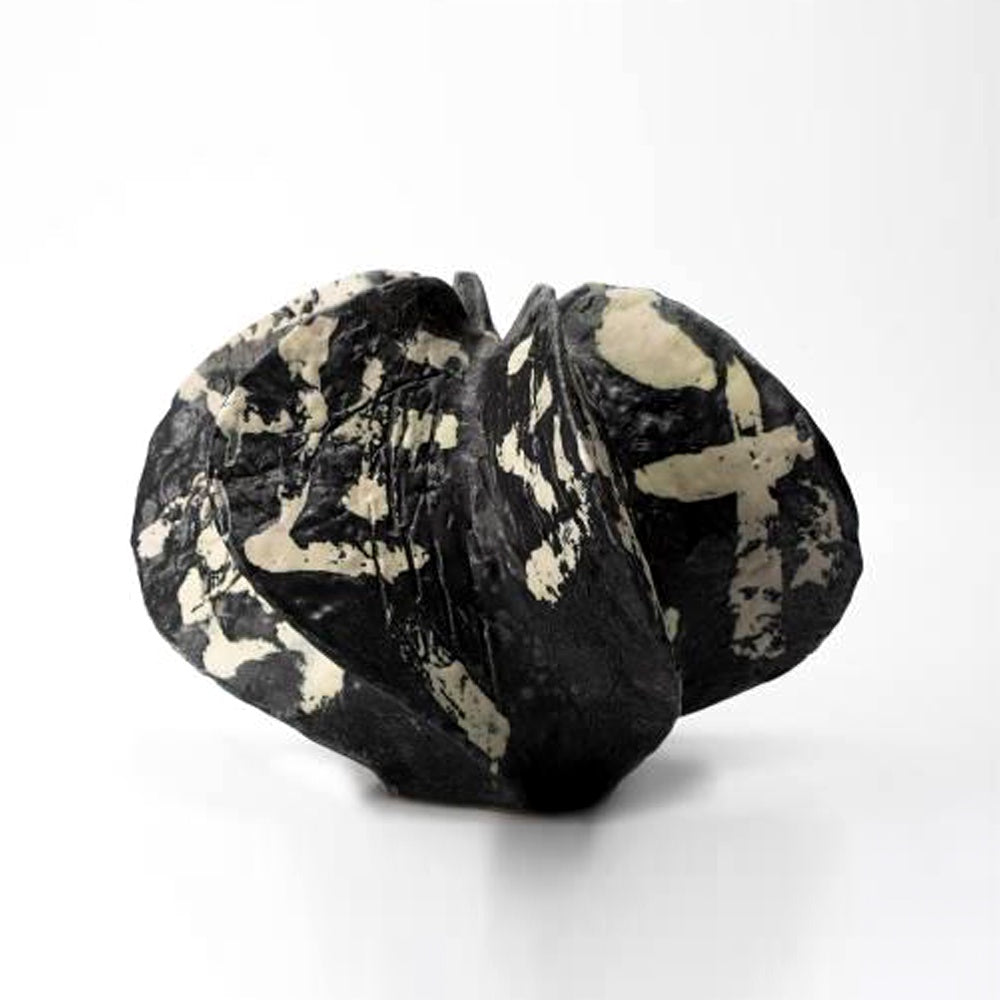 Black & Beige Ceramic Irreular Shaped Vase CZCV-0871