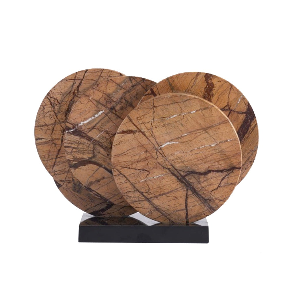 Brown Marble Disc Sculpture with Base CZD-1227