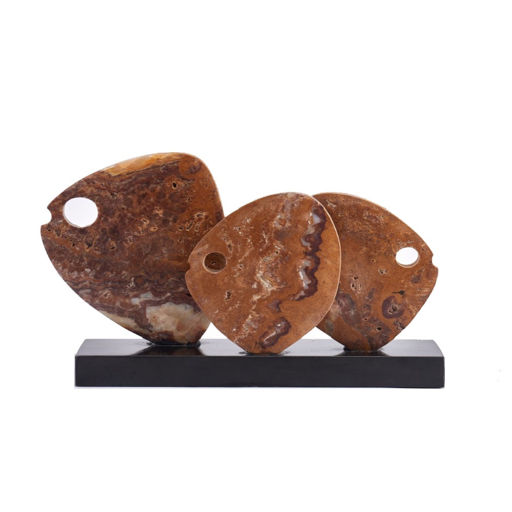 Brown Marble Abstract Sculpture with Base CZD-1228