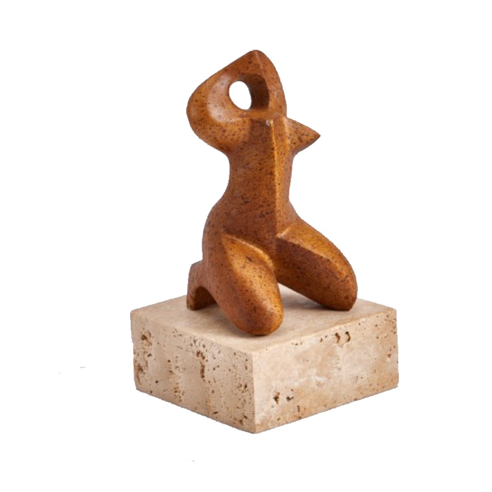 Rust Effect Metal Abstract Figurative Sculpture with Stone Base CZD-1237