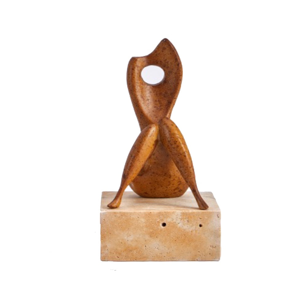Rust Effect Metal Abstract Figurative Sculpture with Stone Base CZD-1238