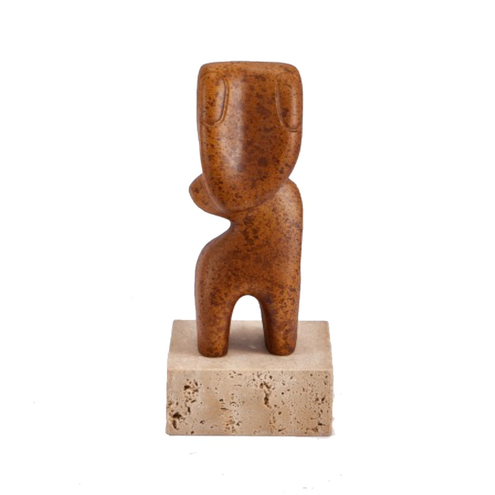 Rust Effect Metal Abstract Sculpture with Stone Base CZD-1239