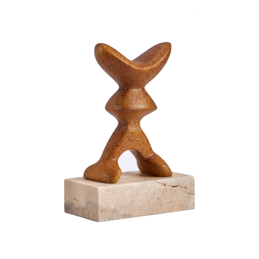 Rust Effect Metal Abstract Sculpture with Stone Base CZD-1240