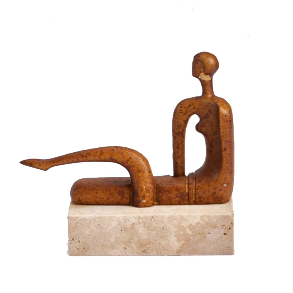 Rust Effect Metal Abstract Figurative Sculpture with Stone Base CZD-1241