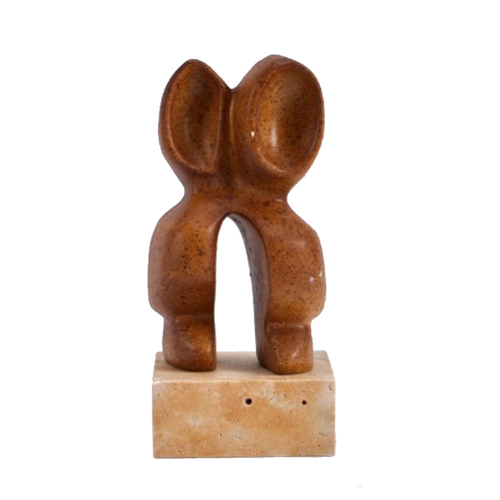 Rust Effect Metal Abstract Sculpture with Stone Base CZD-1242