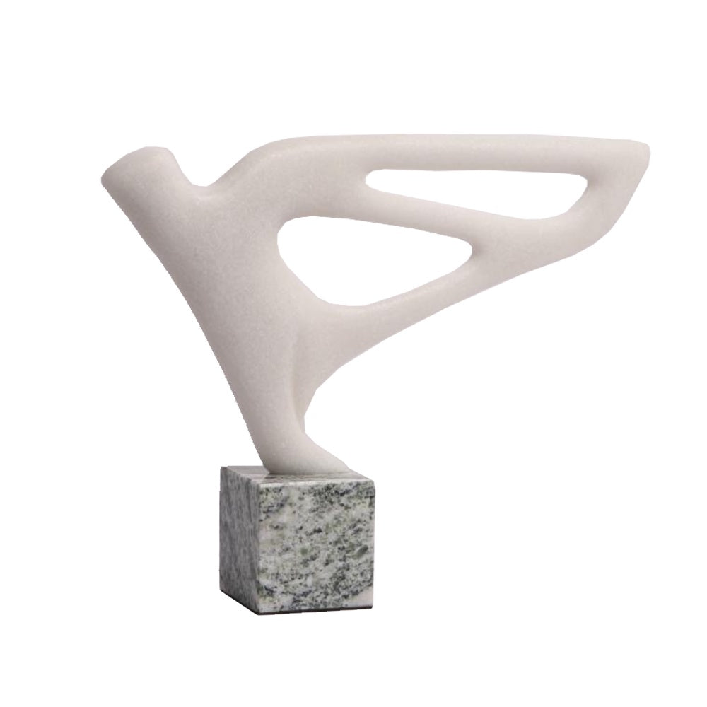 White Resin Abstract Sculpture with Marble Base CZD-1292