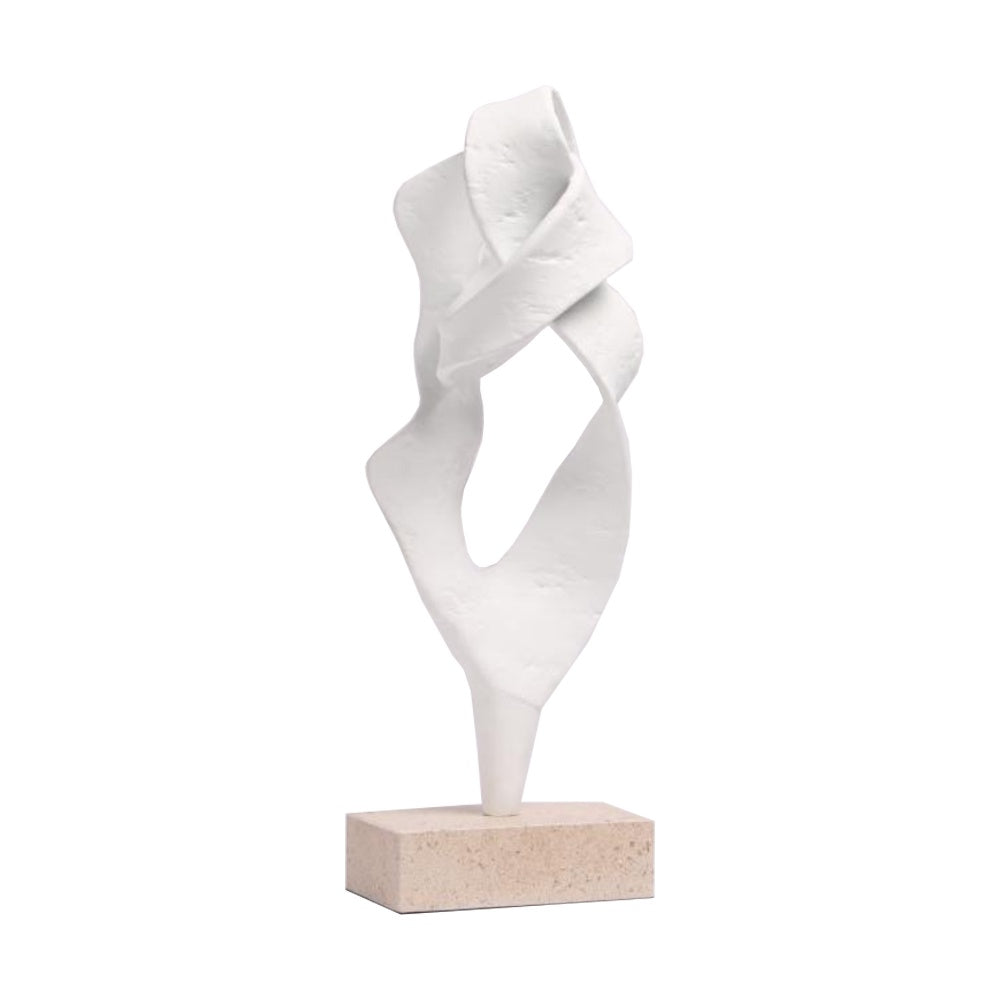 Whiet Resin Abstract Sculpture with Stone Base CZD-1386