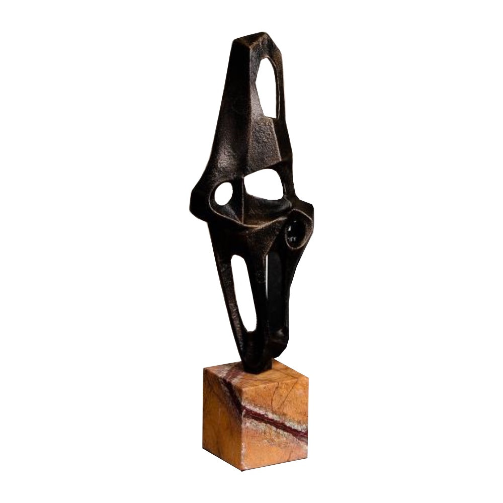 Dark Bronze Metal Abstract Sculpture with Marble Base CZD-1405