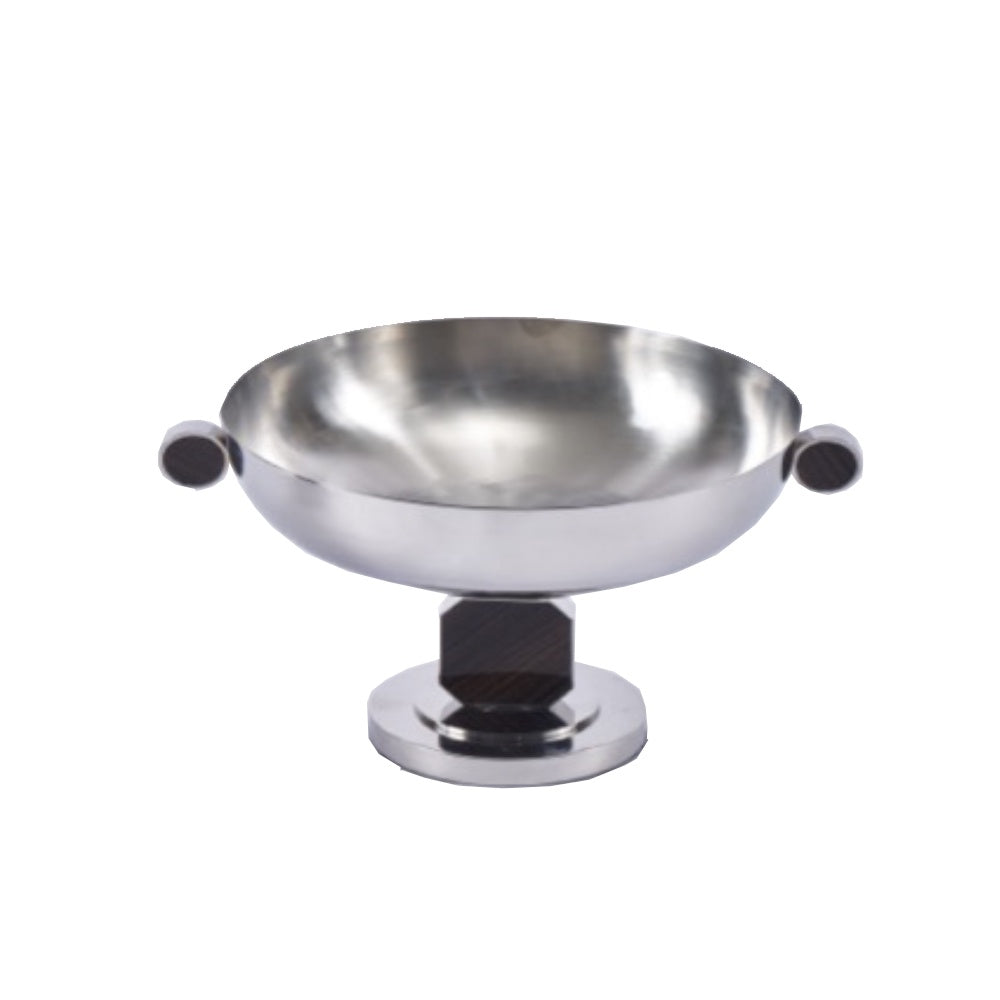 Silver & Black Metal & Acrylic Pedestal Bowl CZT-1003