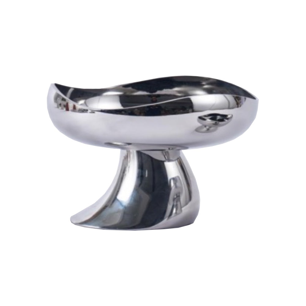Silver Metal Pedestal Decorative Bowl - Large CZT-1005