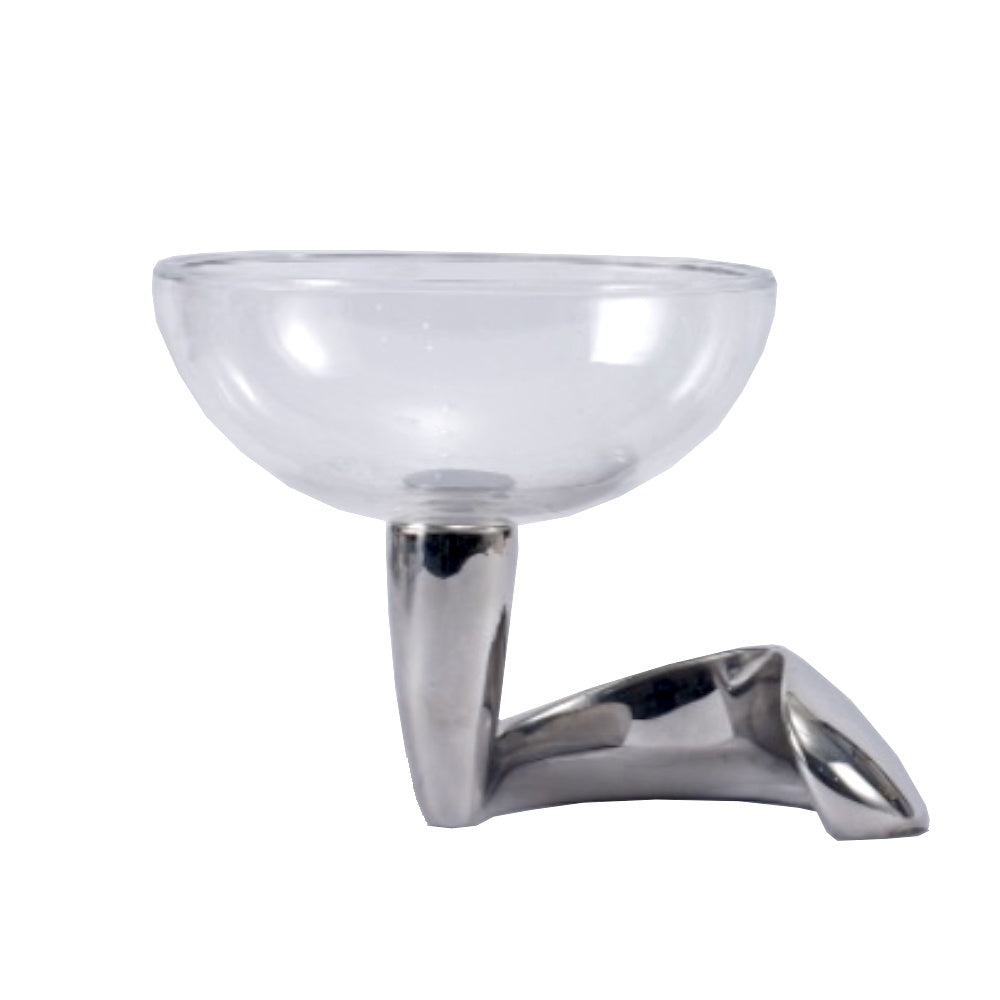 Silver Metal & Clear Glass Decorative Pedestal Bowl CZT-1007