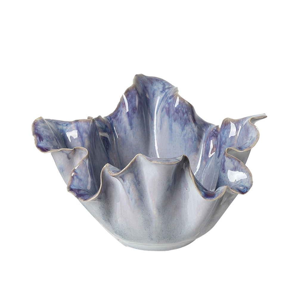 Lilac Ceramic Decorative Bowl with Ruffle Edge - Large FA-D26013A