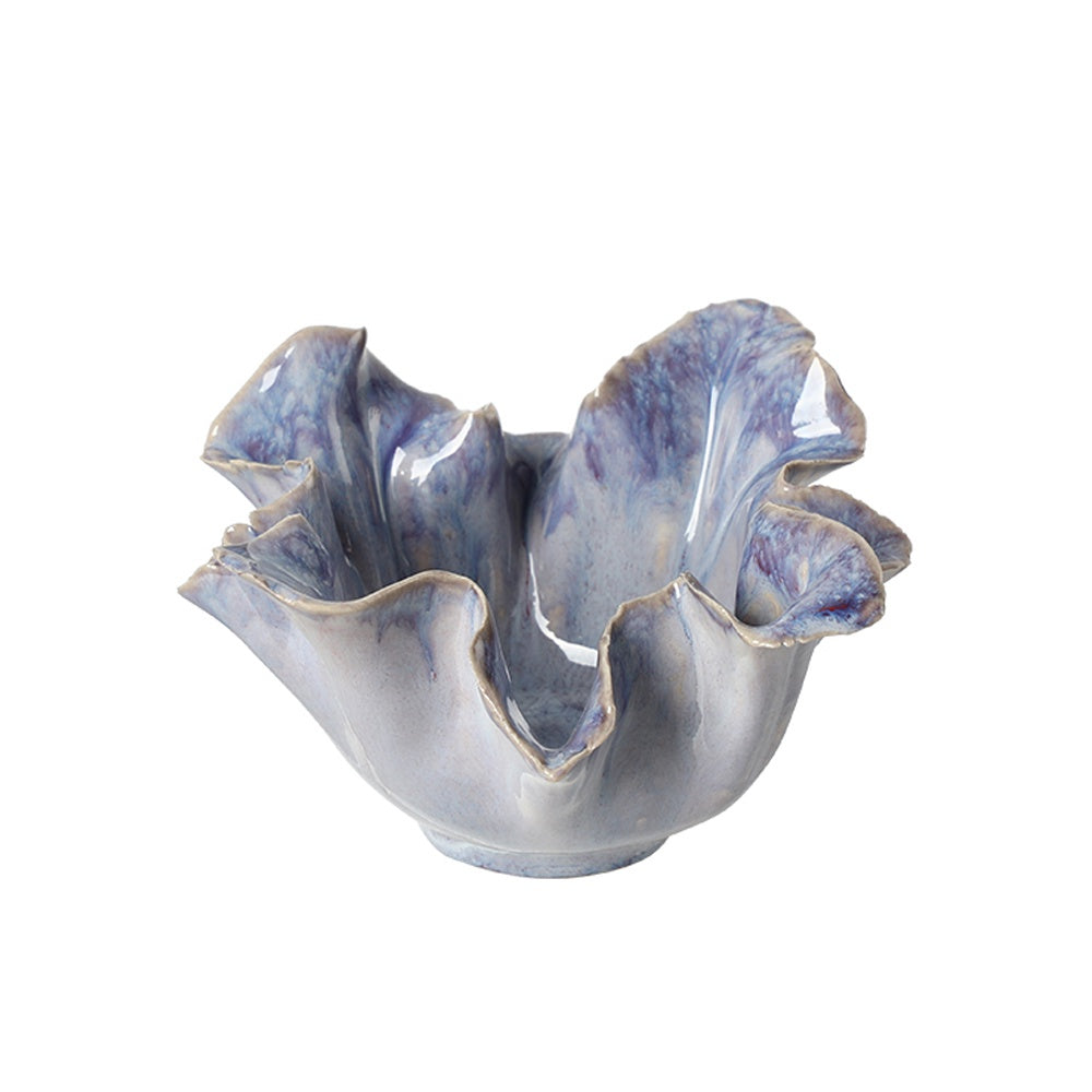 Lilac Ceramic Decorative Bowl with Ruffle Edge - Small FA-D26013B