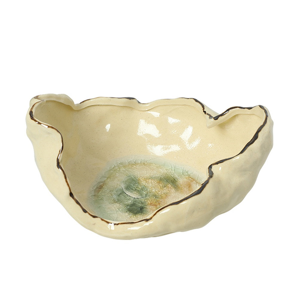 Beige Ceramic Bowl with Contrast Rim Detail FA-D26016B