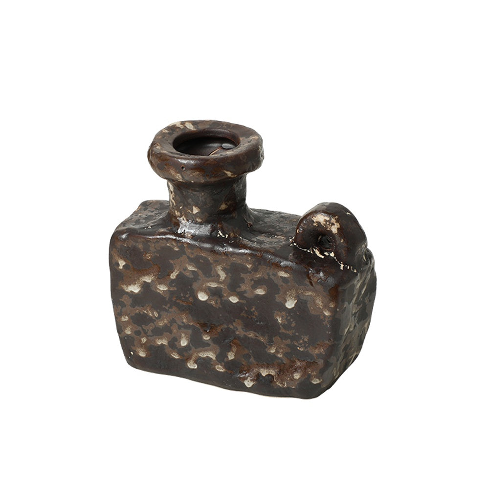 Brown Antique Textured Ceramic Bud Vase - B FA-D26018B