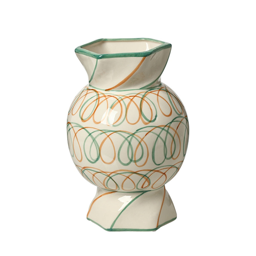Offwhite Ceramic Vase with Swirl Detail - Large FA-D26020A
